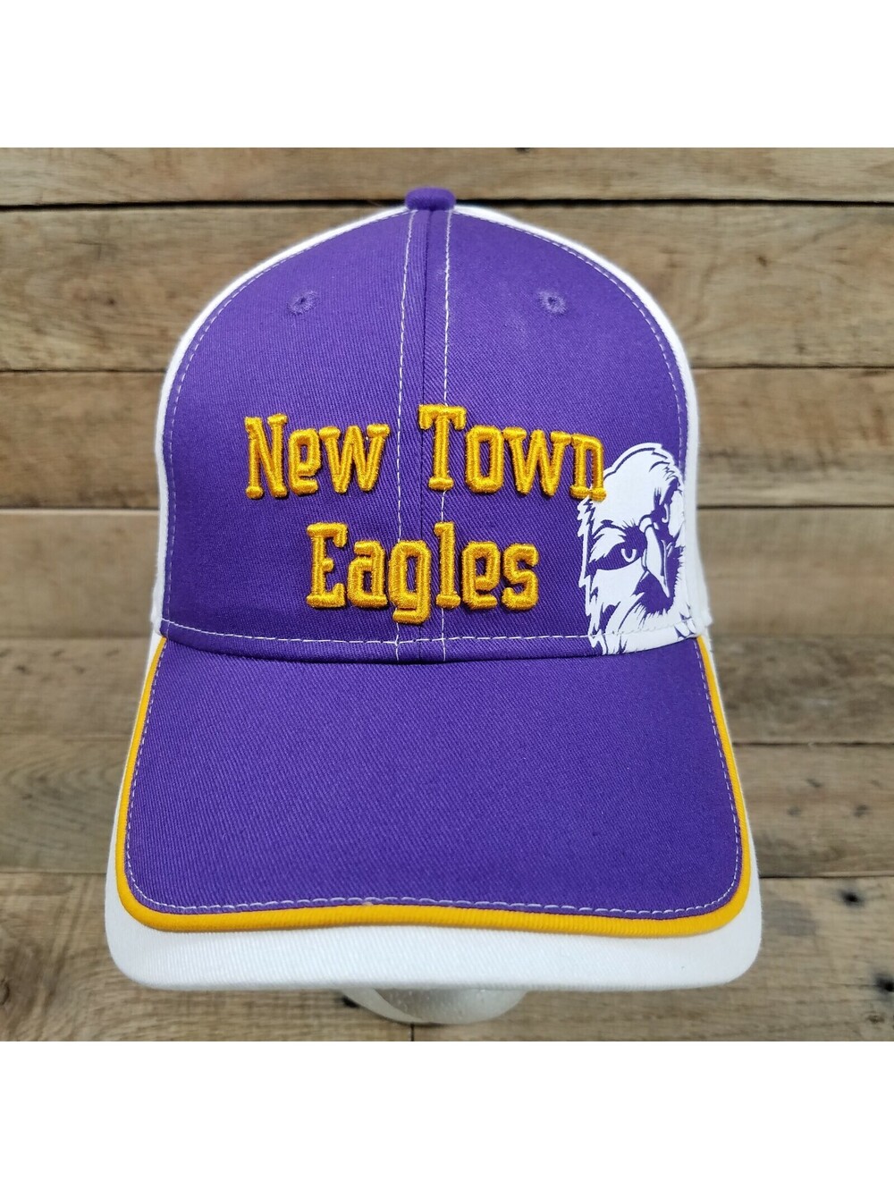 New Town Eagles North Dakota Purple Gold High School Baseball Cap Hat T2